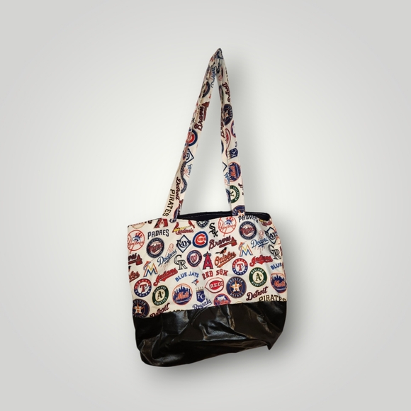 Handmade Mlb braves angels cubs baseball bag Multicolor Logo Tote Bag 18x16 - Picture 12 of 13